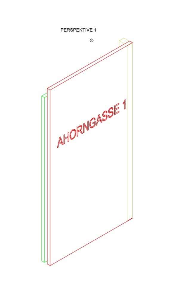 Ahorngasse 3 Design und Plan für das Betonschild mit der Adresse